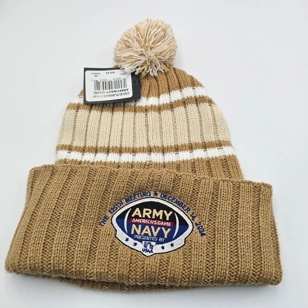 Army Navy Game 2024 Knit Beanie Hat w/ Pom '47 Brand Khaki Pom Cuff Knit New NWT